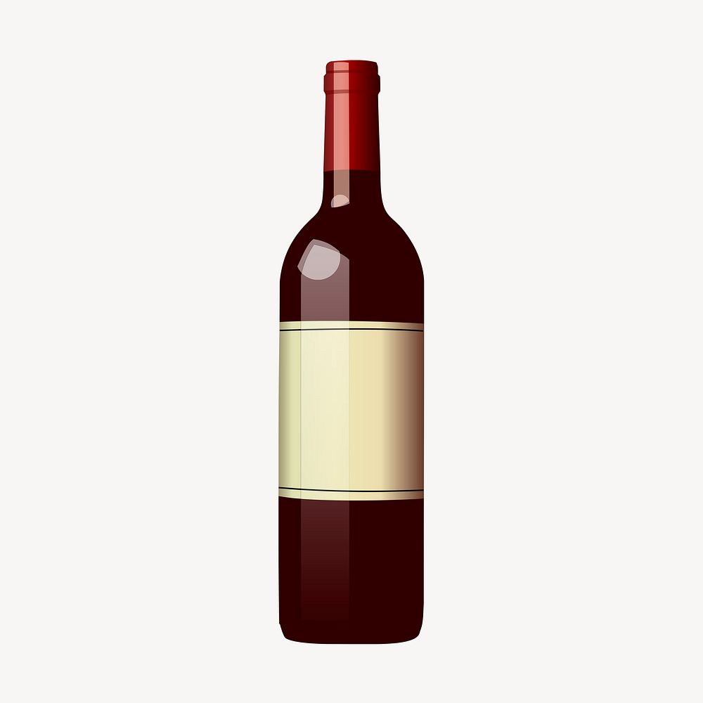 Wine bottle clipart, alcoholic beverage illustration. Free public domain CC0 image.