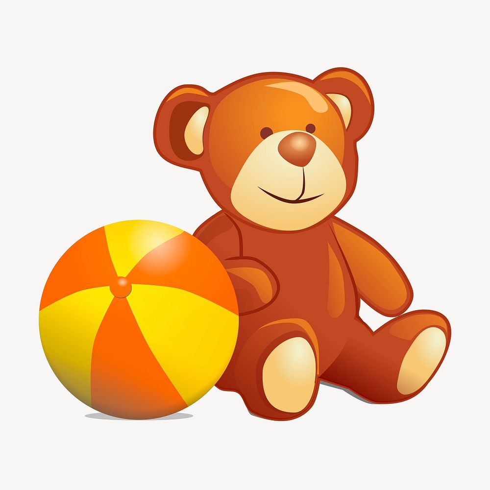 Teddy bear clipart, kid's toy illustration. Free public domain CC0 image.