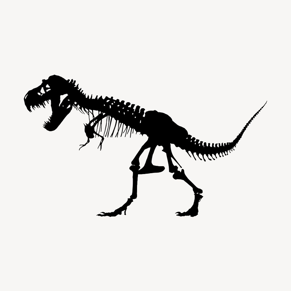 T-rex dinosaur fossil clipart, extinct animal illustration. Free public domain CC0 image.