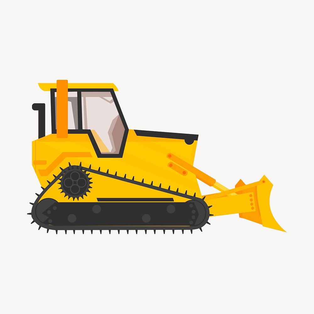 Bulldozer clipart, machine illustration. Free public domain CC0 image.