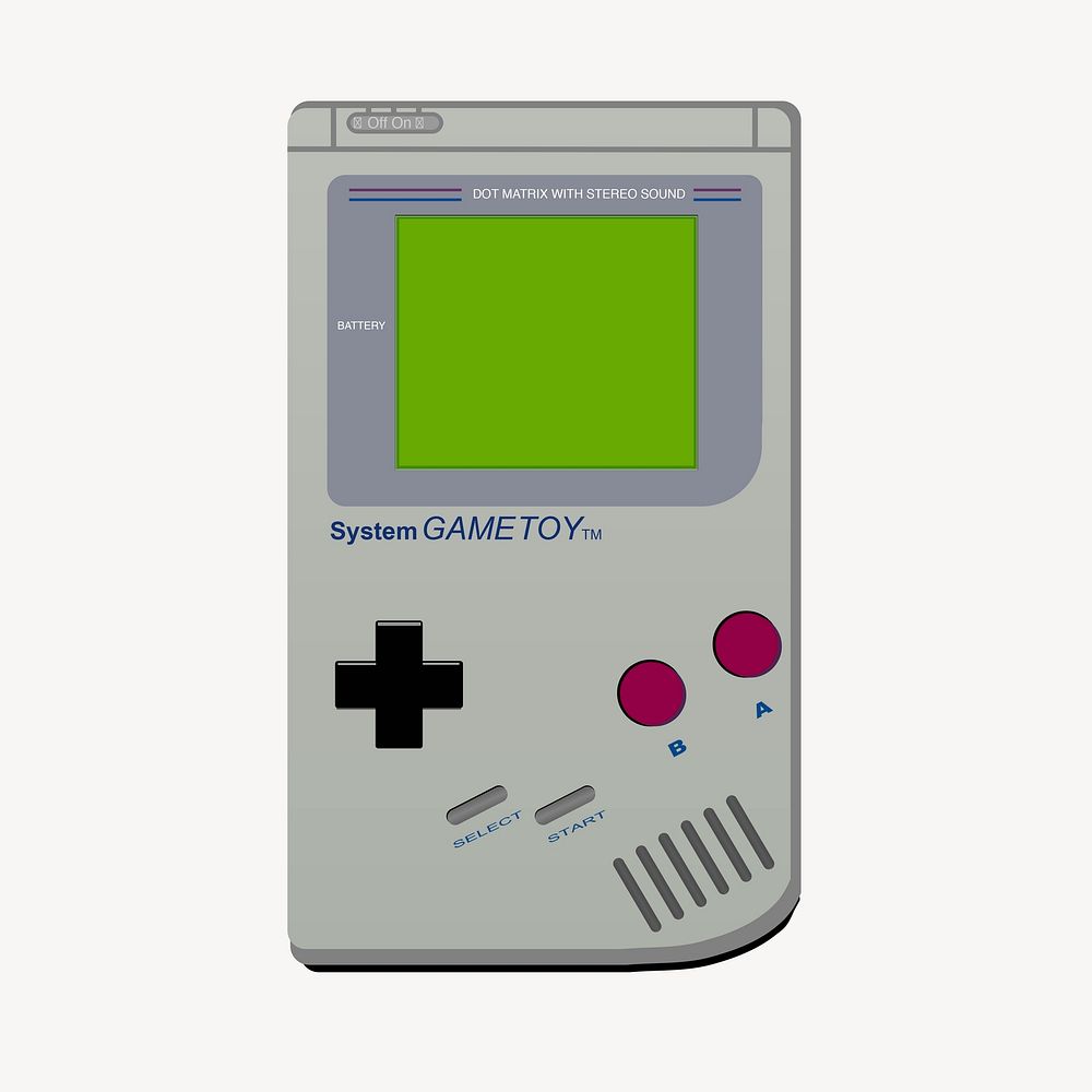 Retro game console clipart, kid's toy illustration. Free public domain CC0 image.