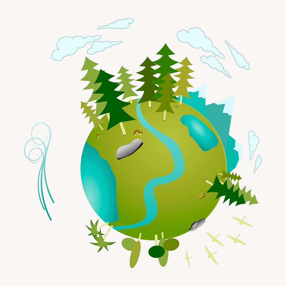 Green globe clipart, environment illustration. Free public domain CC0 image.