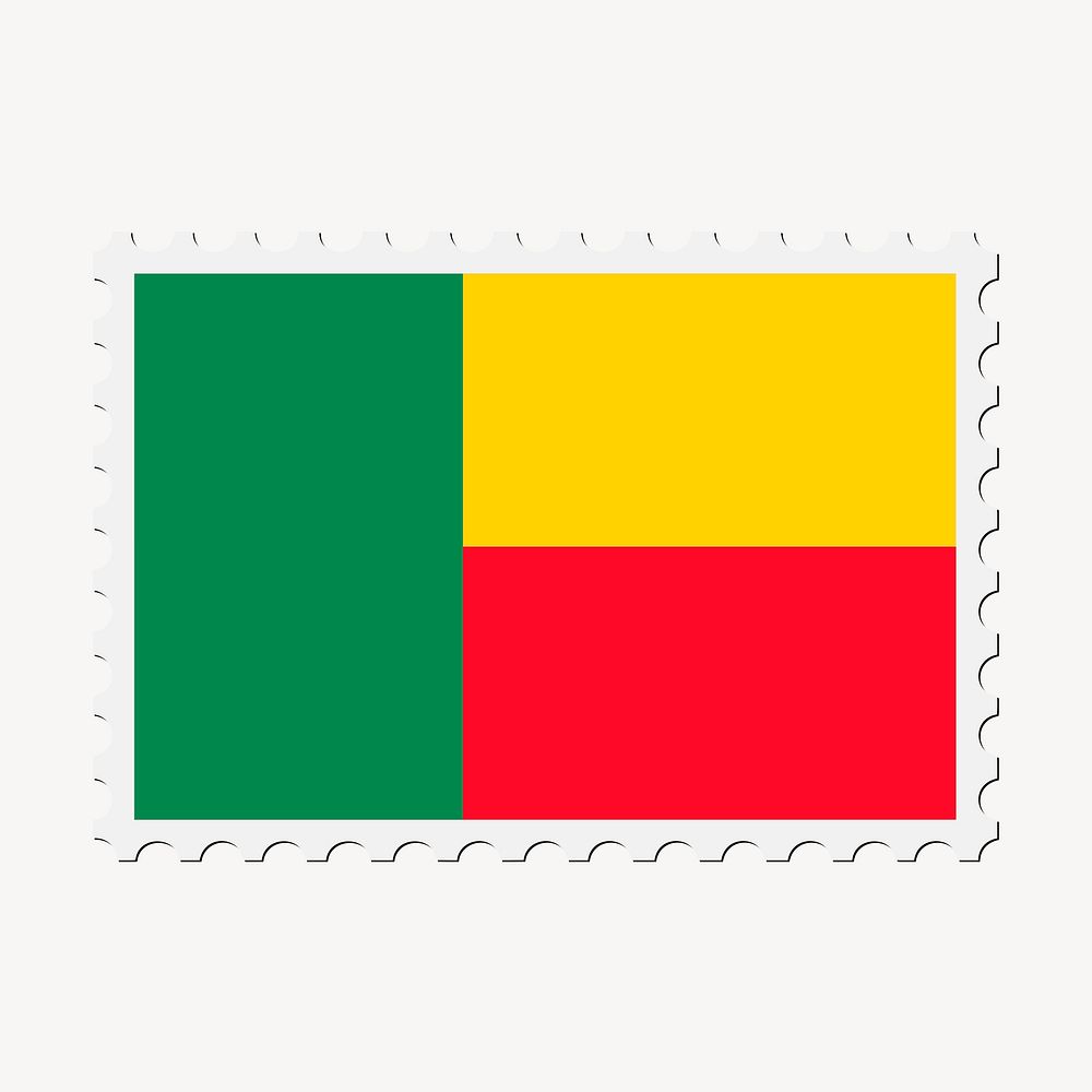 Benin flag clipart, postage stamp. Free public domain CC0 image.