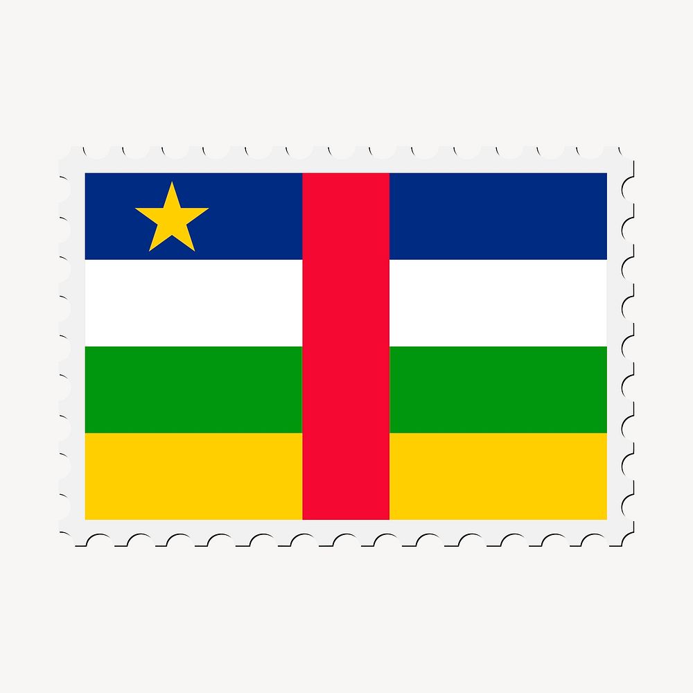 Central African Republic flag clipart, postage stamp. Free public domain CC0 image.