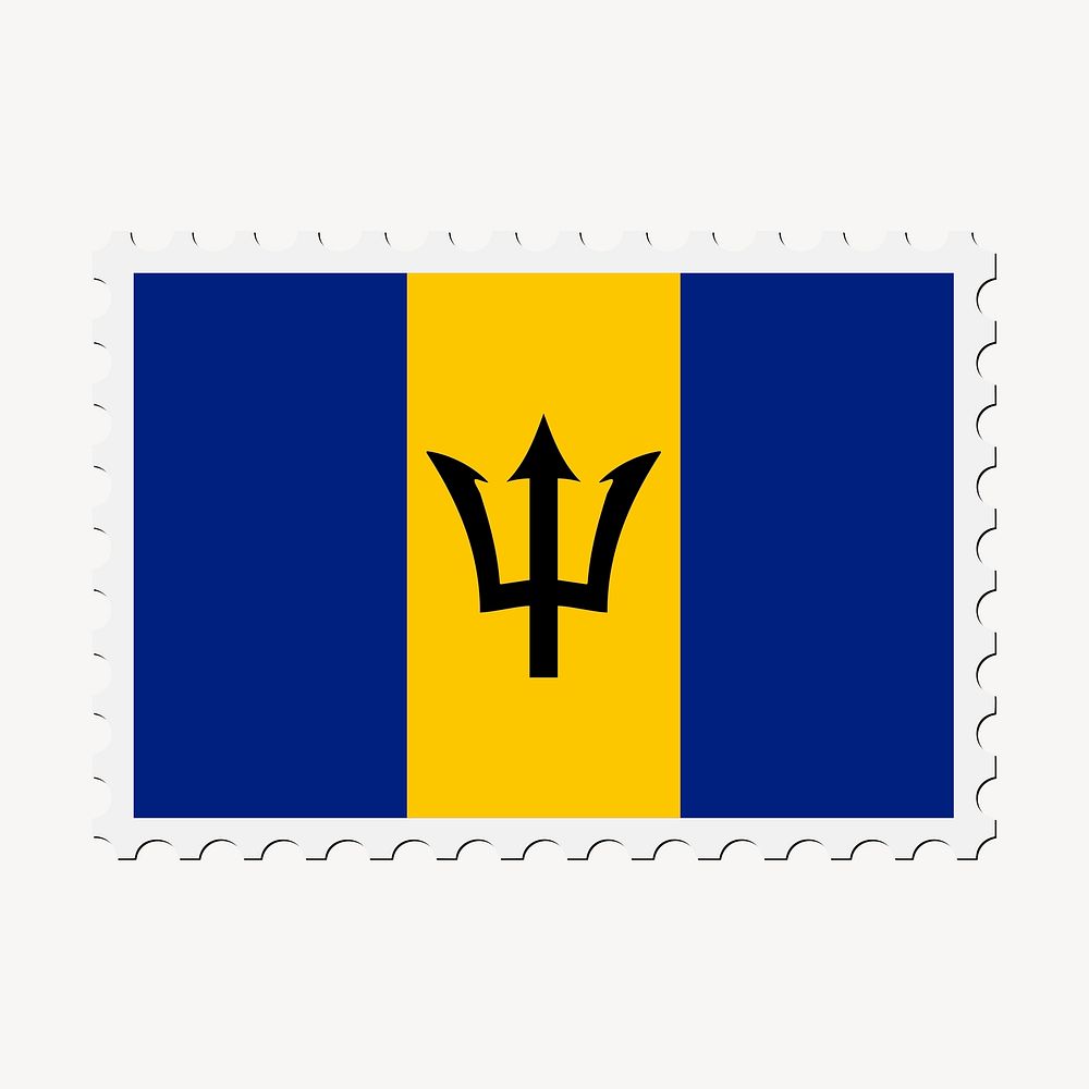 Barbados flag clipart, postage stamp. Free public domain CC0 image.
