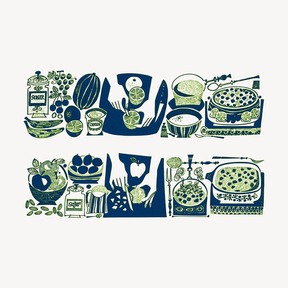 Cooking table clipart, abstract green textured illustration. Free public domain CC0 image.