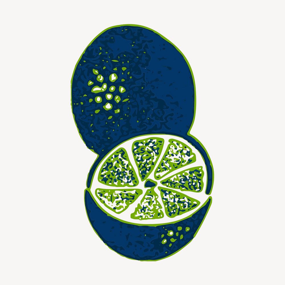 Orange slice clipart, fruit, green textured illustration. Free public domain CC0 image.