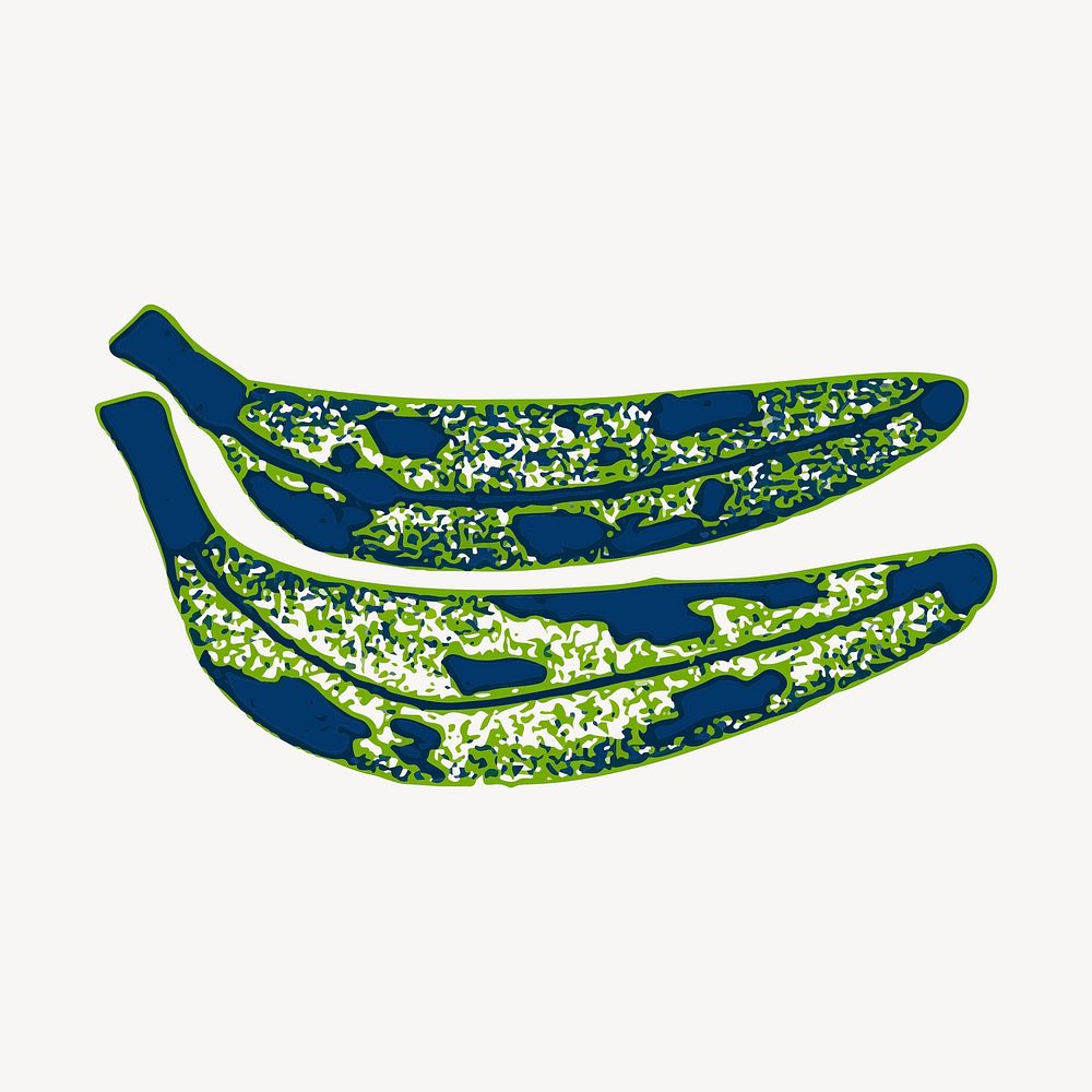 Banana clipart, fruit, green textured illustration. Free public domain CC0 image.