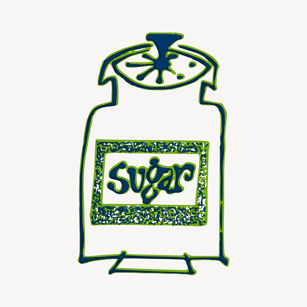 Sugar dispenser clipart, object, green textured illustration. Free public domain CC0 image.