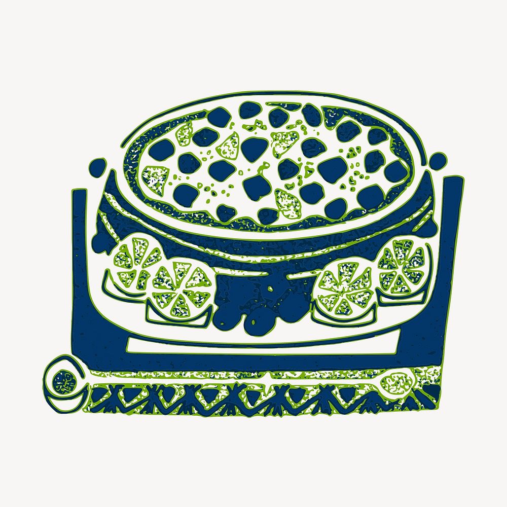 Fruit cake clipart, food, green textured illustration. Free public domain CC0 image.