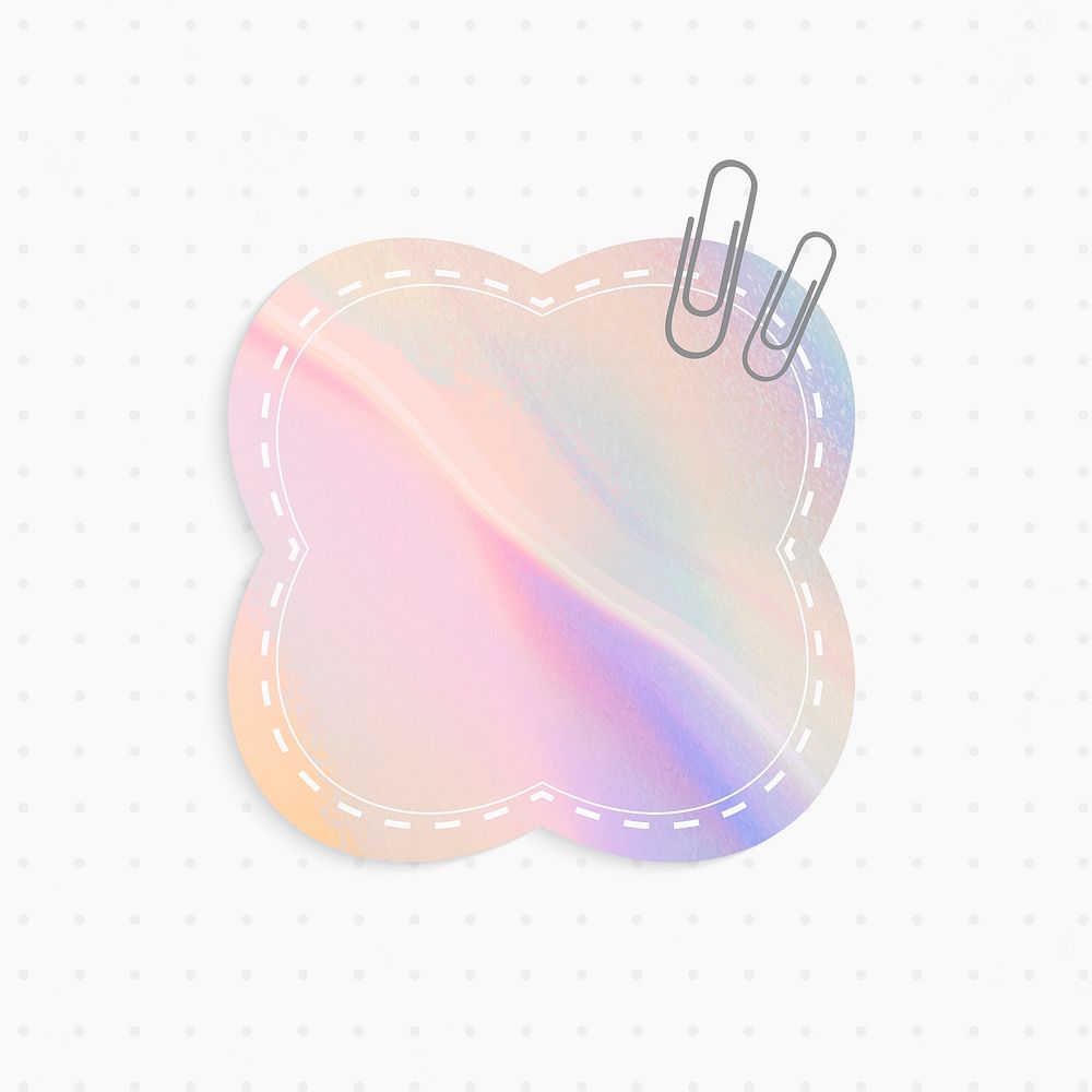 Holographic reminder psd with flower shape and paper clips