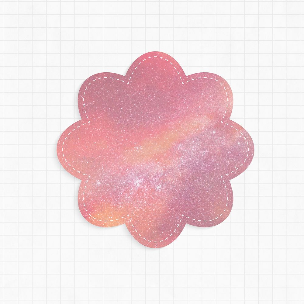 Reminder psd with pink galaxy background flower shape