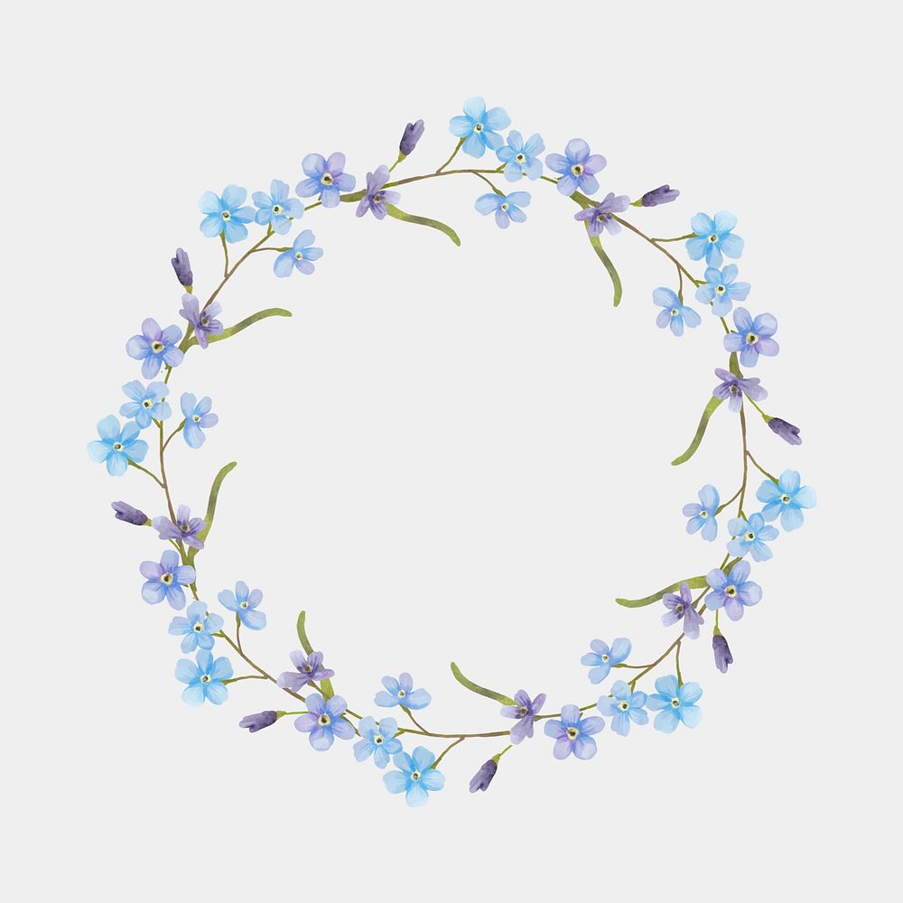 Colorful floral wreath psd watercolor illustration