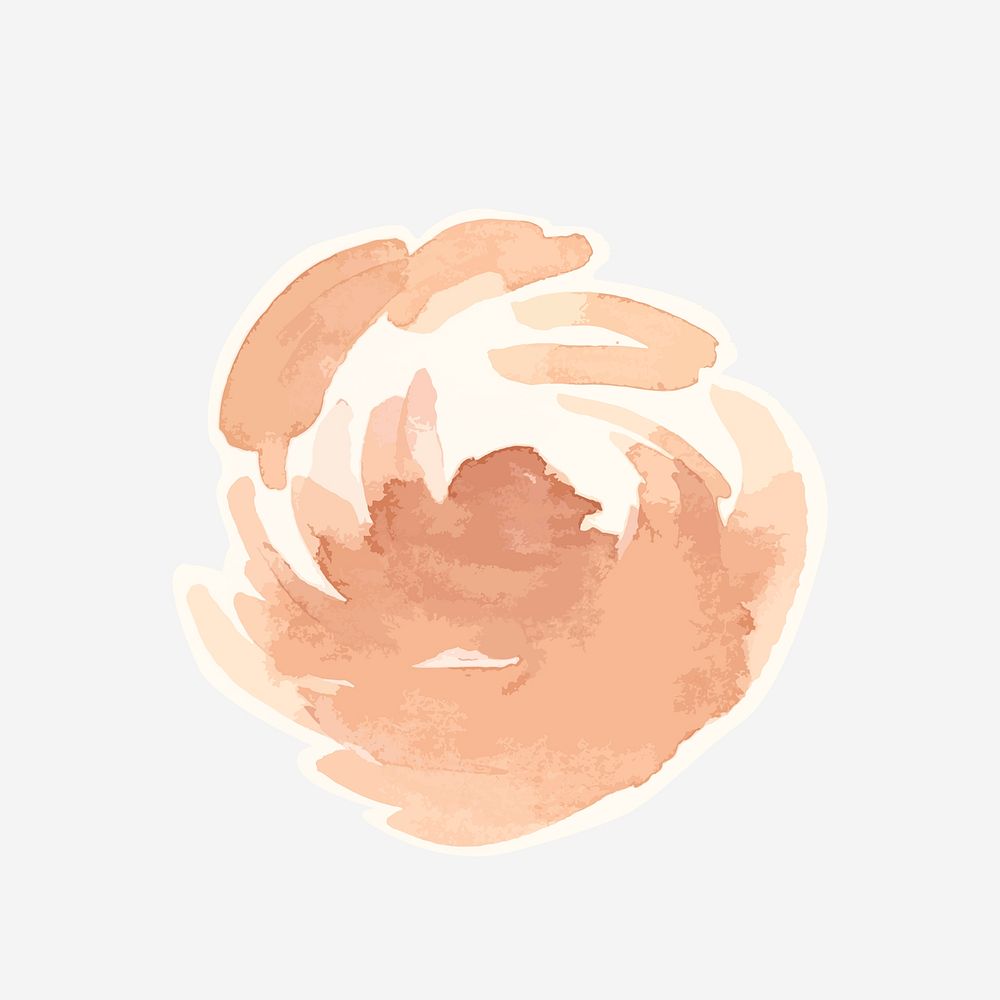 Classic golden peony hand drawn watercolor flower