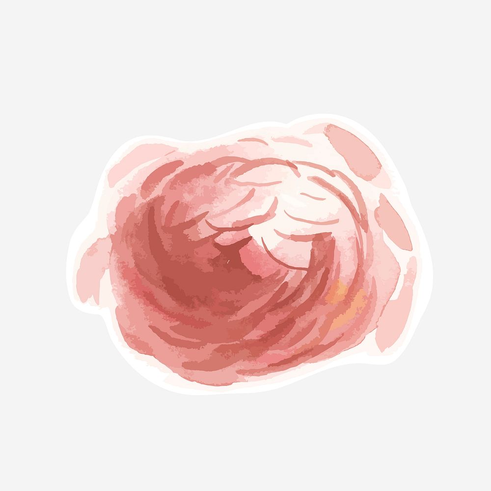 Classic red peony hand drawn watercolor flower