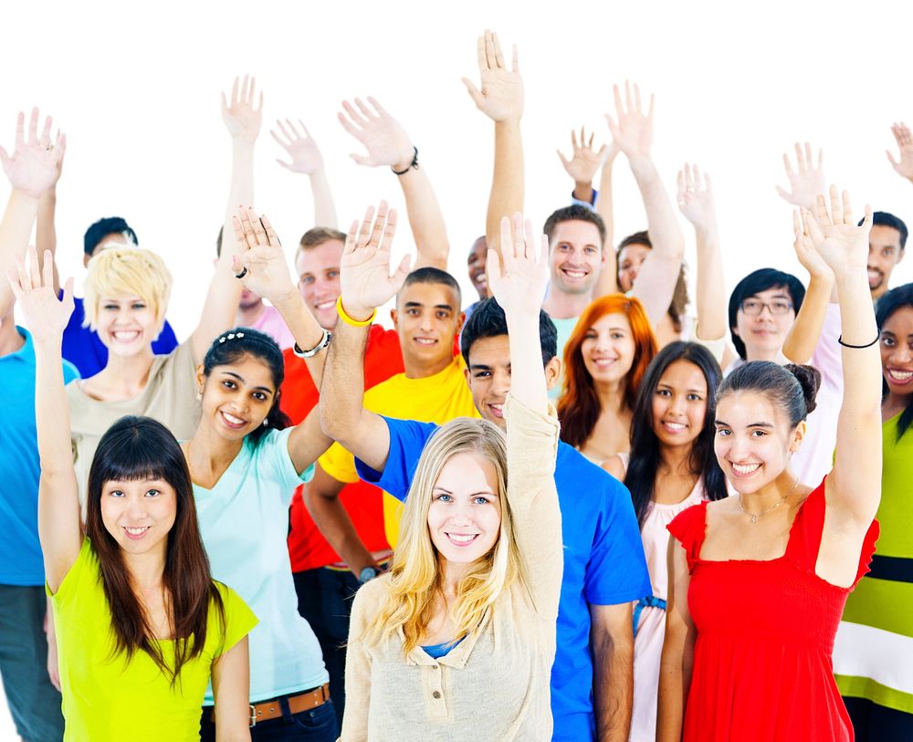 Diverse Group People Arms Raised Concept