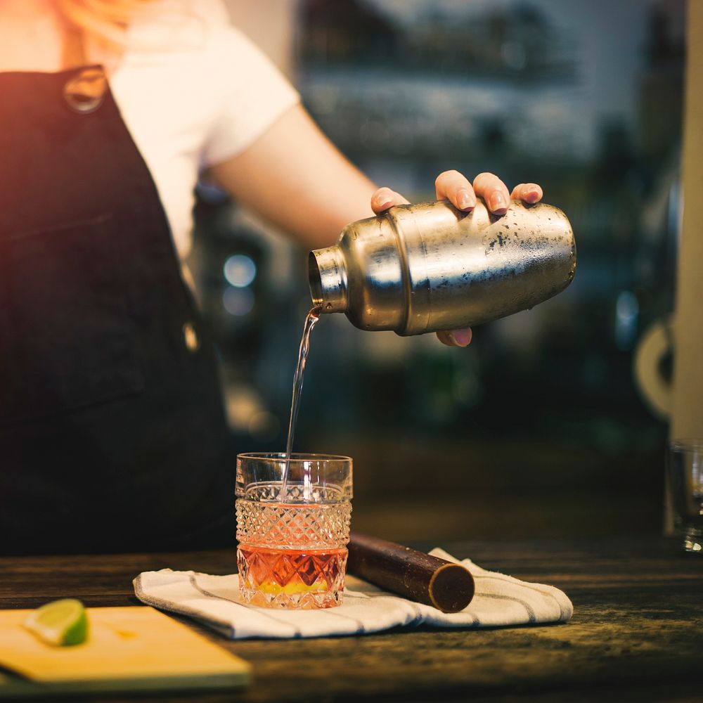 Barista Making Cocktail Business Shaker Concept