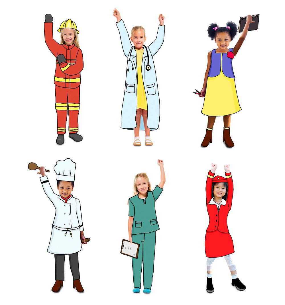 Children Wearing Future Job Uniforms Free Photo rawpixel