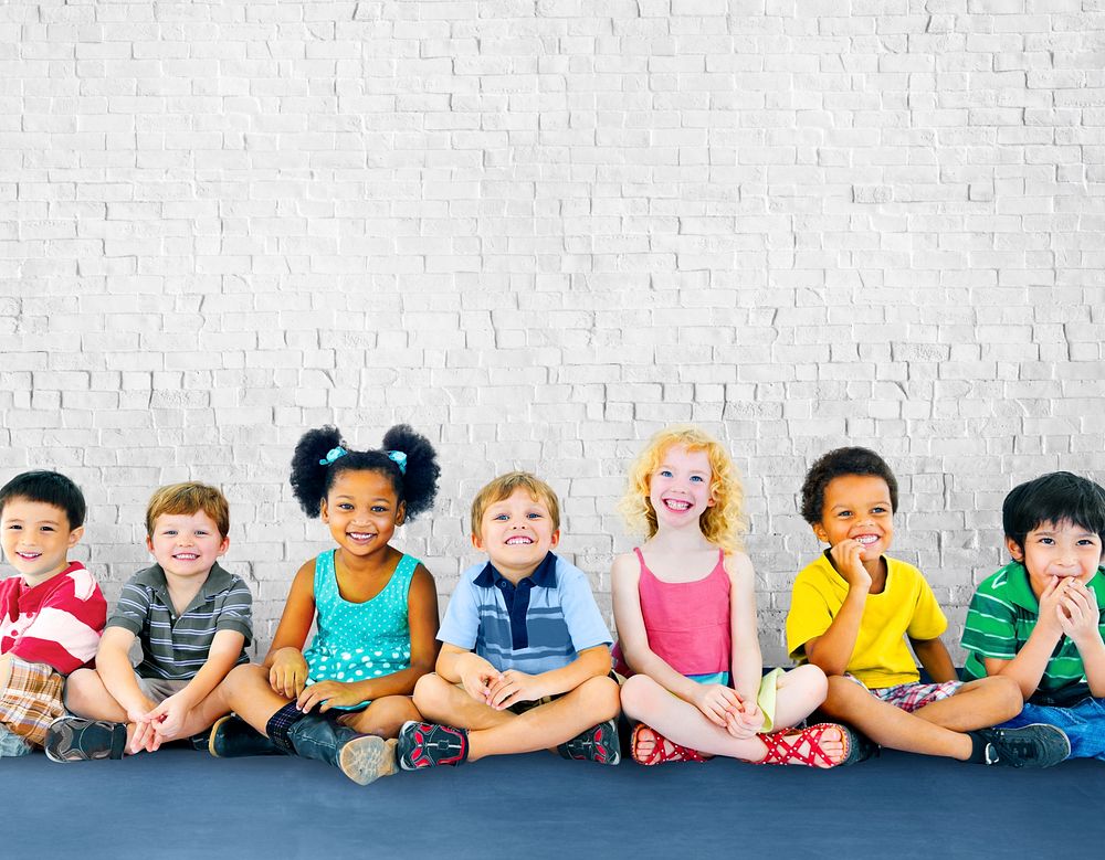 Group of diverse kids studio portrait