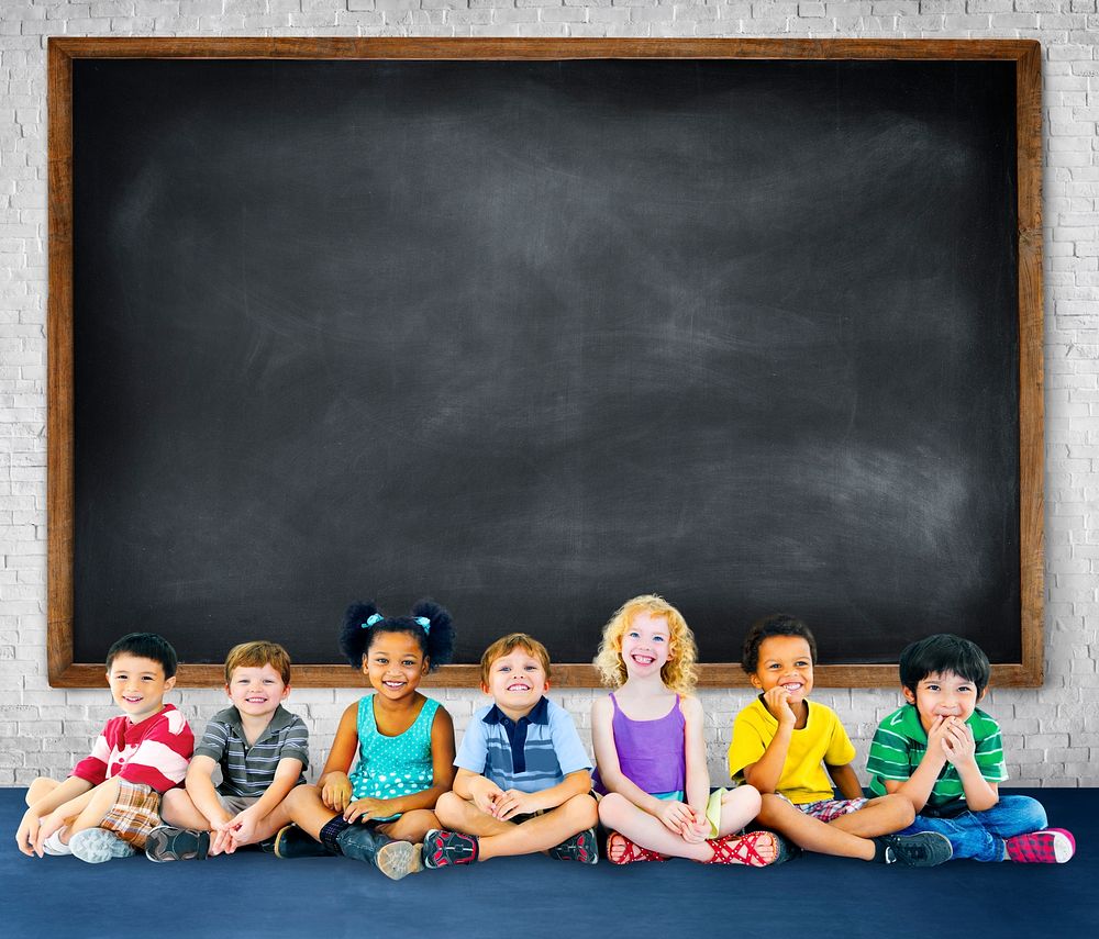 Group of diverse kids studio portrait