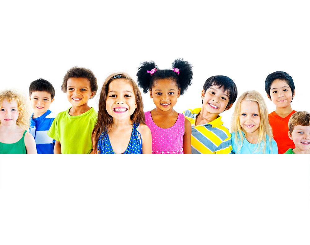 Group of diverse kids studio portrait