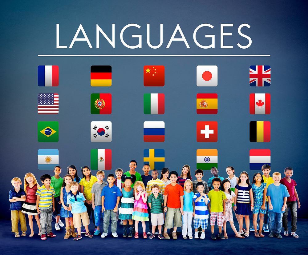 International Languages Flag Display Concept
