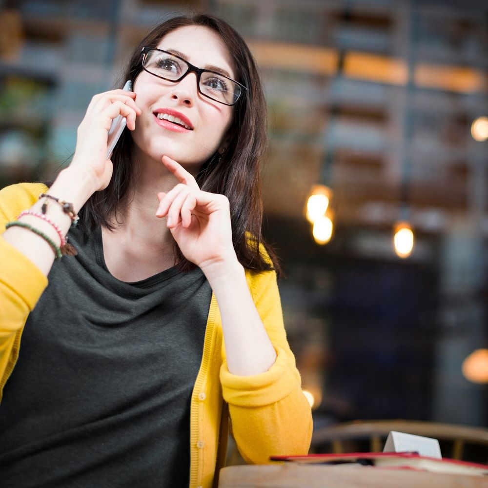 Woman Mobile Phone Connection Talking Communication Concept