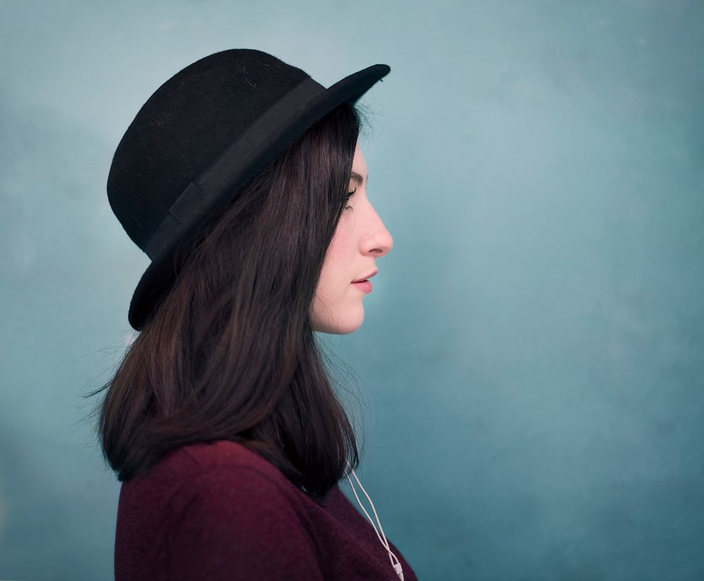 Profile Portrait Lady Wearing Hat Concept