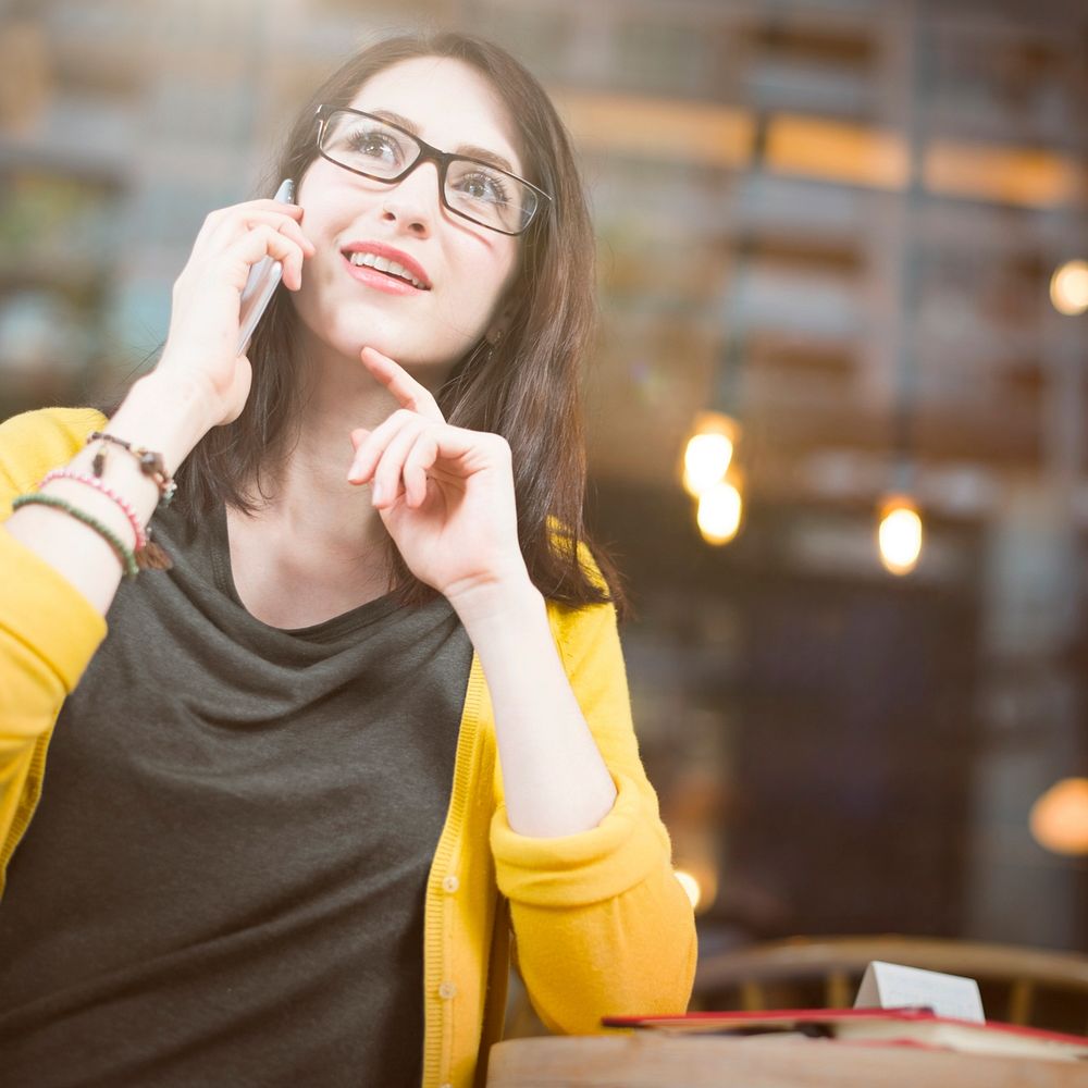 Woman Mobile Phone Connection Talking Communication Concept