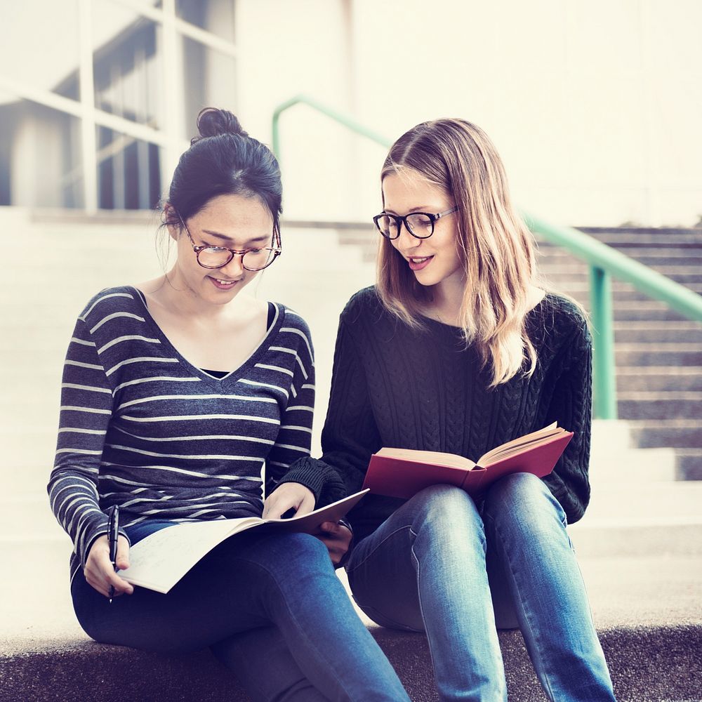 Girl Bonding Campus Causal College Analysis Concept