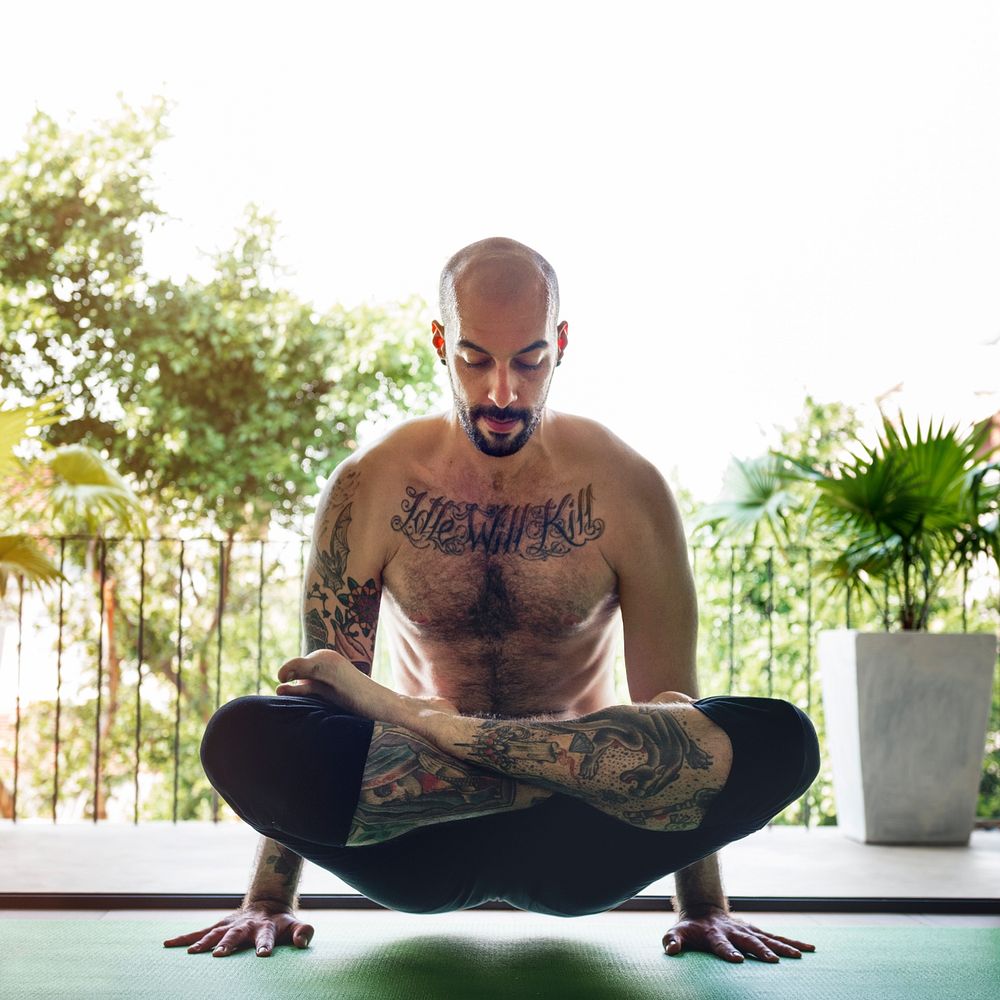 Man Yoga Practice Pose Training Concept