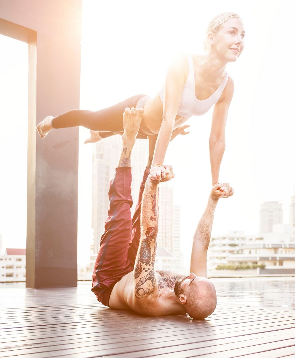 Yoga Class Practice Pose Training Concept