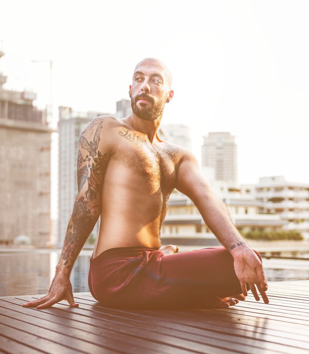 Man Yoga Practice Pose Training Concept