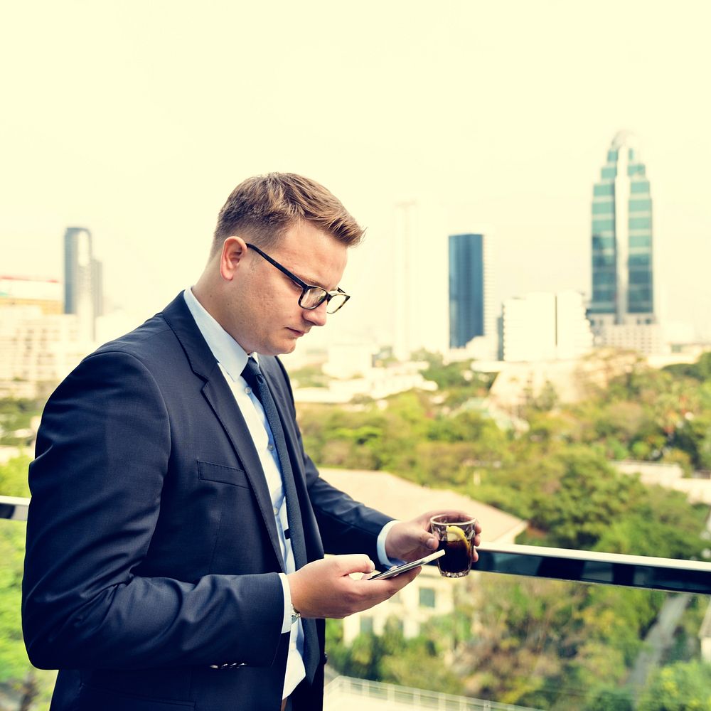 Businessman Working Connecting Smart Phone Concept