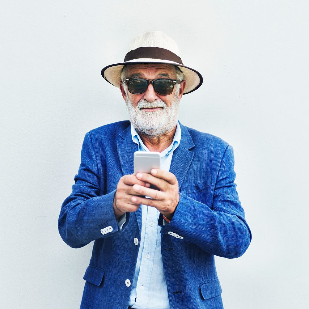 Senior caucasian man using mobile phone