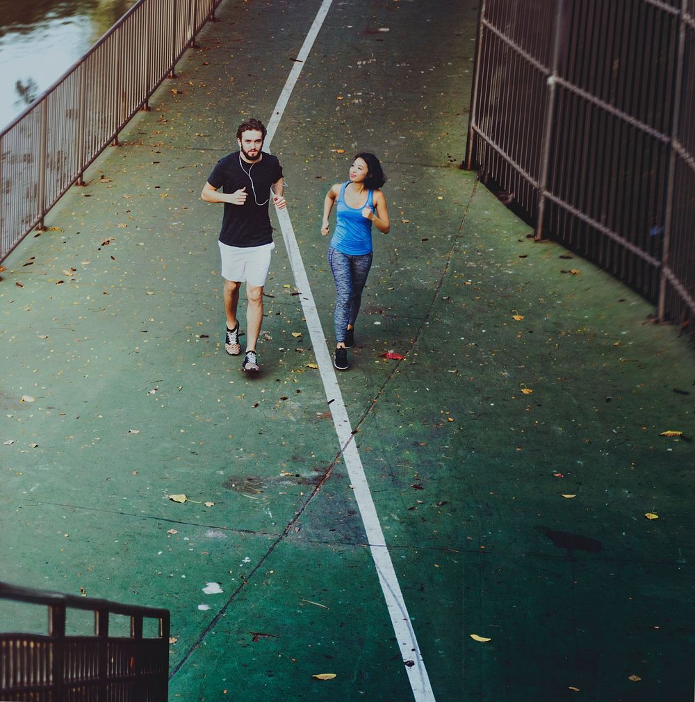 Couple jogging together