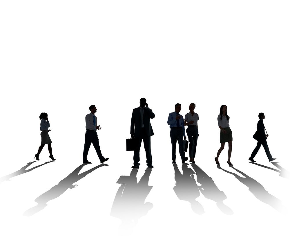 Silhouette Business People Commuter Walking Rusho Hour Concept