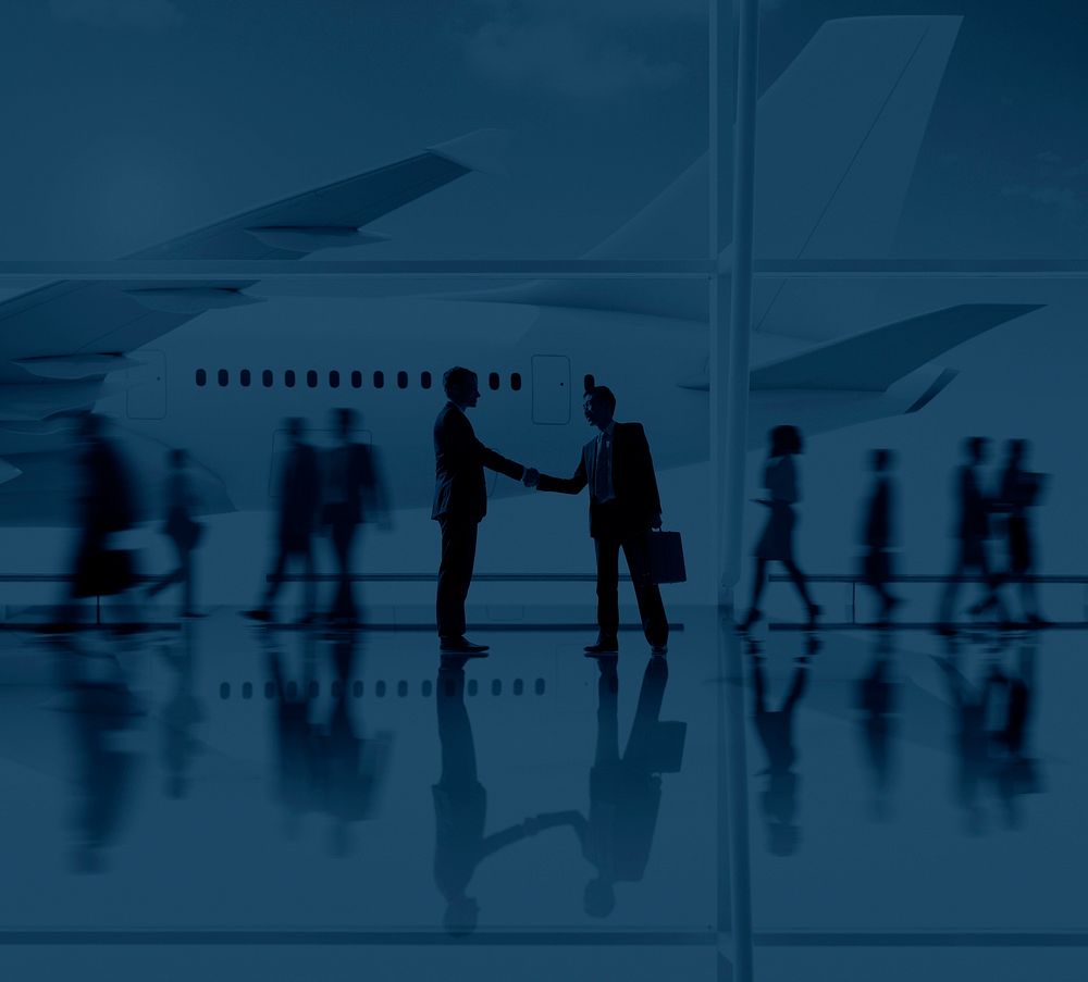 Silhouettes of Business People Airport Passengers Concept