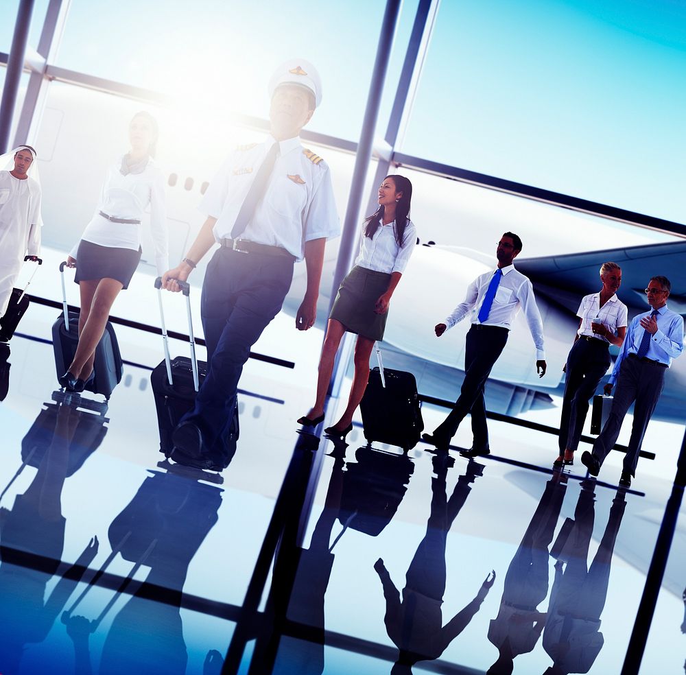 Business People Traveling Airplane Airport Concept