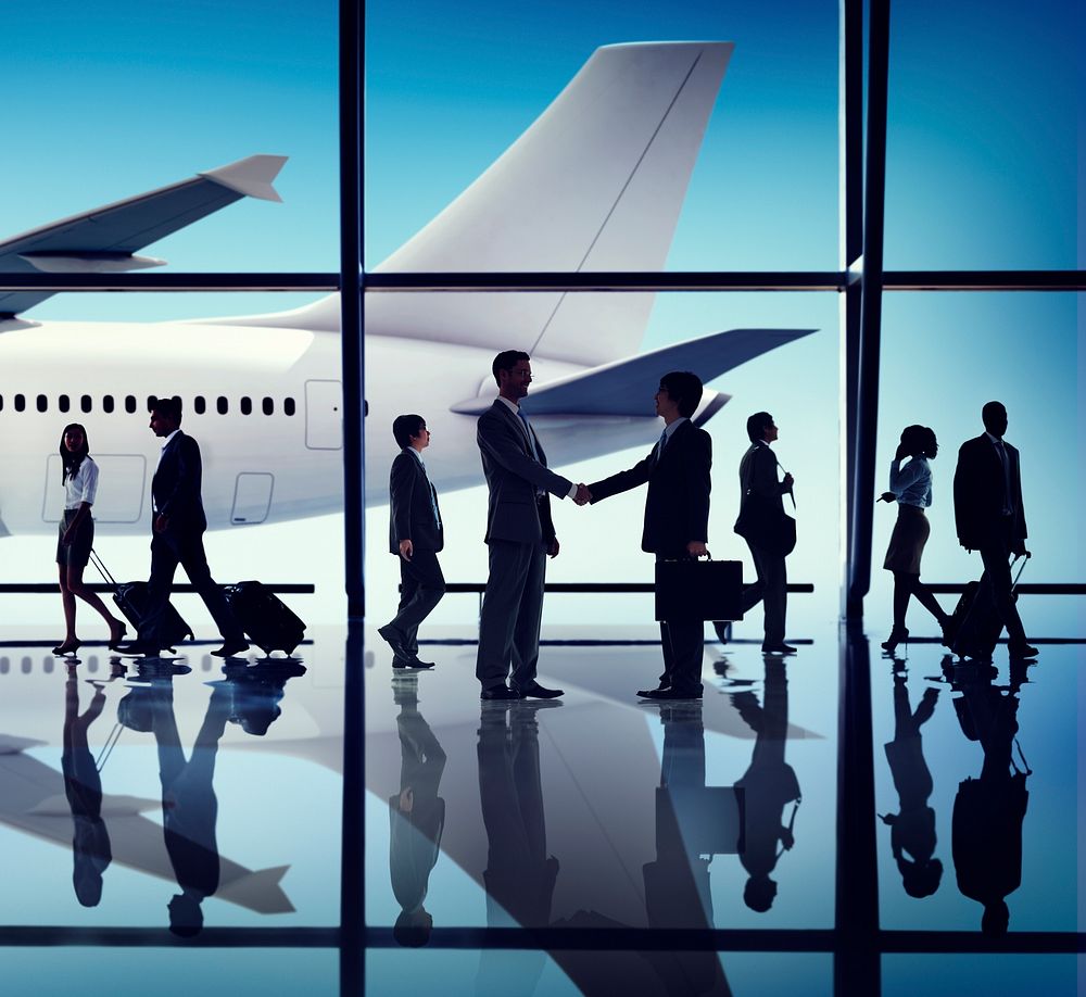 Business People Travel Handshake Airport Concept
