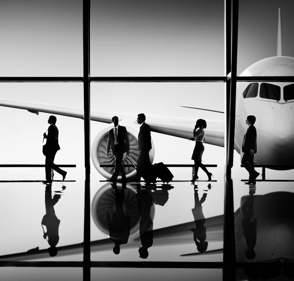Silhouettes of Business People in the Airport