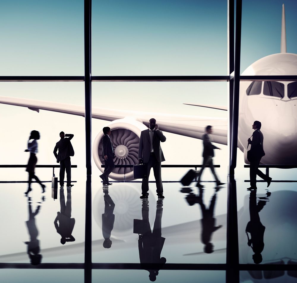 Silhouettes of Business People in the Airport