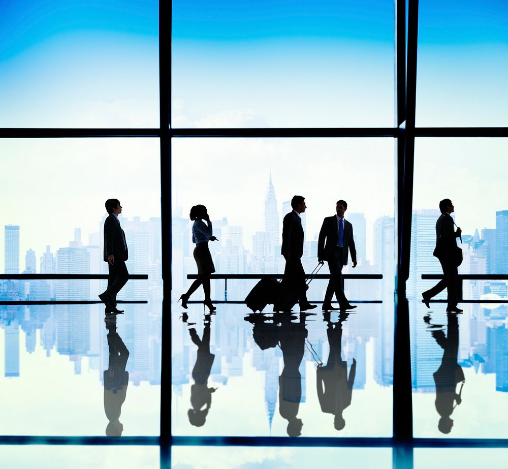 Silhouette Group of Business People Urban Scene Concept