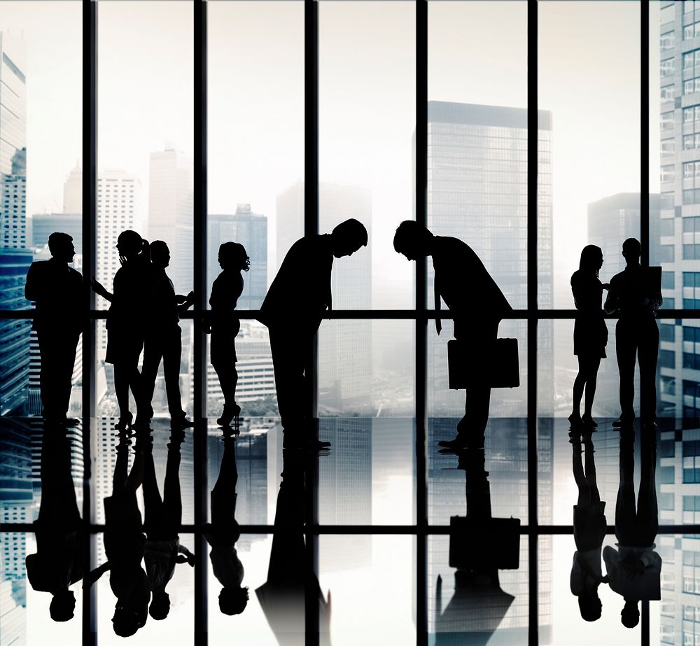 Japanese Business People Bowing Down Office Concept