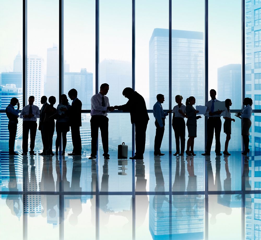 Silhouette Group of Business People Greeting Concept