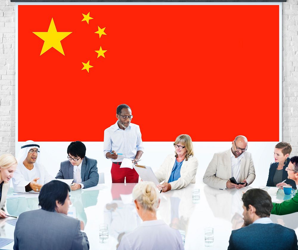 CHina National Flag Business Team Meeting Concept
