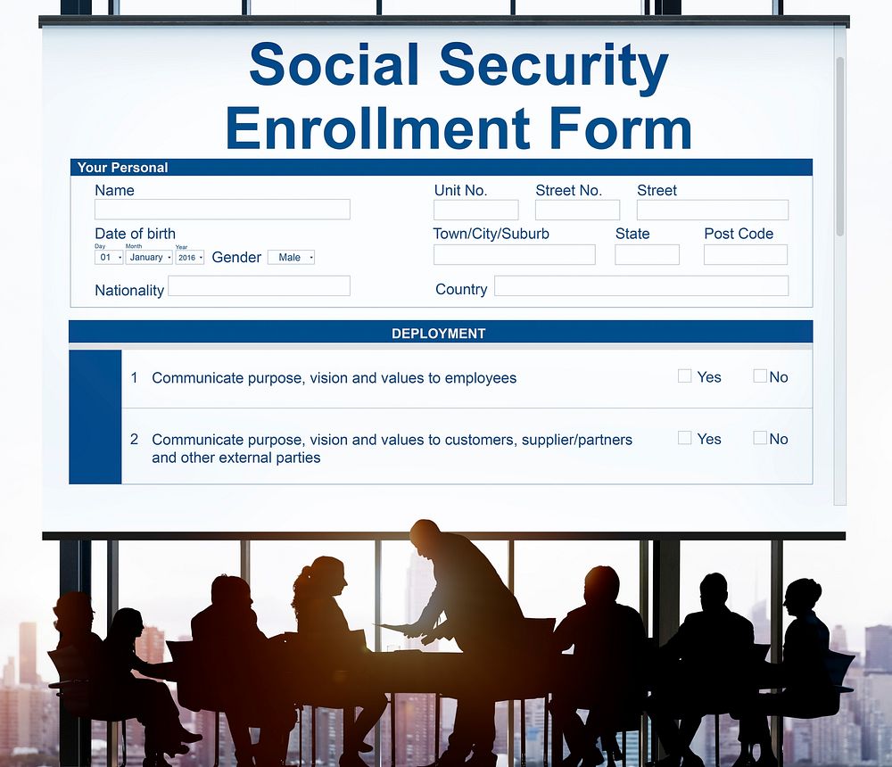 Social Security Enrollment Form Document Concept