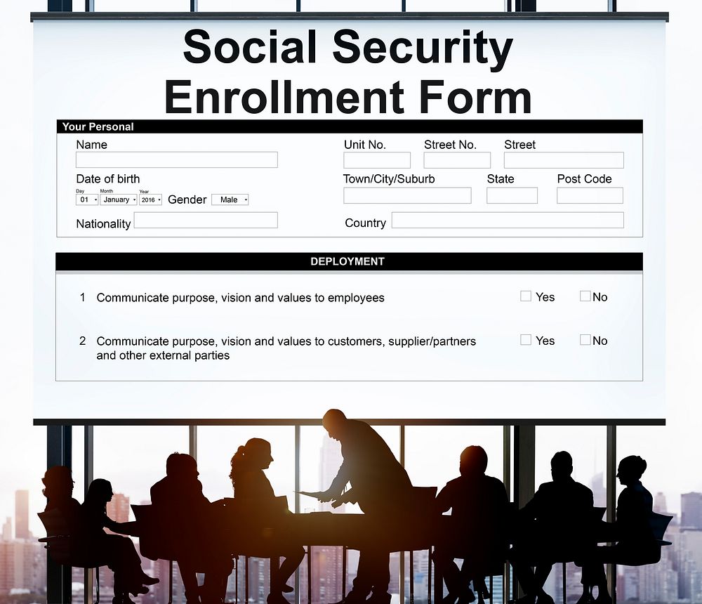 Social Security Enrollment Form Document Concept