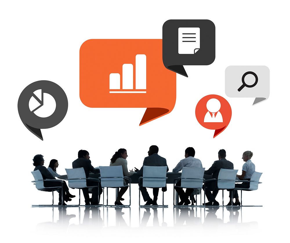 Group of people talking business in a meeting