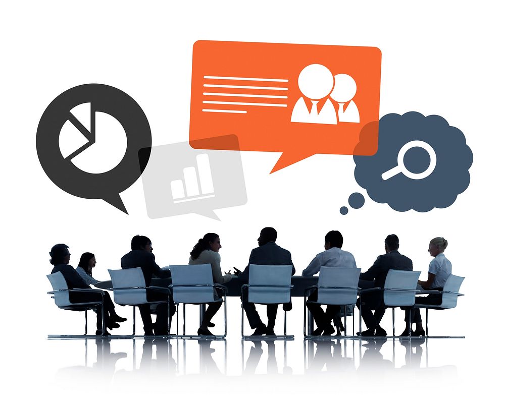 Group of people talking business in a meeting